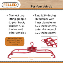 Load image into Gallery viewer, Log Lifting Tongs - 49in Cap Steel Timber Log Grapple Skidding Tongs