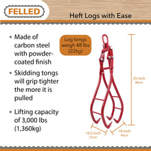 Load image into Gallery viewer, Log Lifting Tongs - 49in Cap Steel Timber Log Grapple Skidding Tongs
