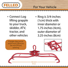 Load image into Gallery viewer, Log Lifting Tongs - 49in Cap Steel Timber Log Grapple Skidding Tongs
